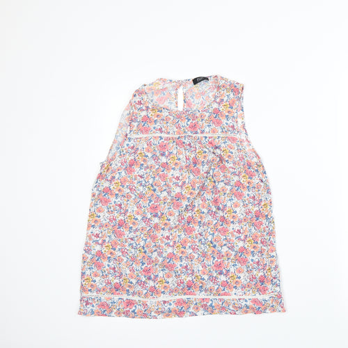 F&F Womens White Floral  Basic Tank Size 8