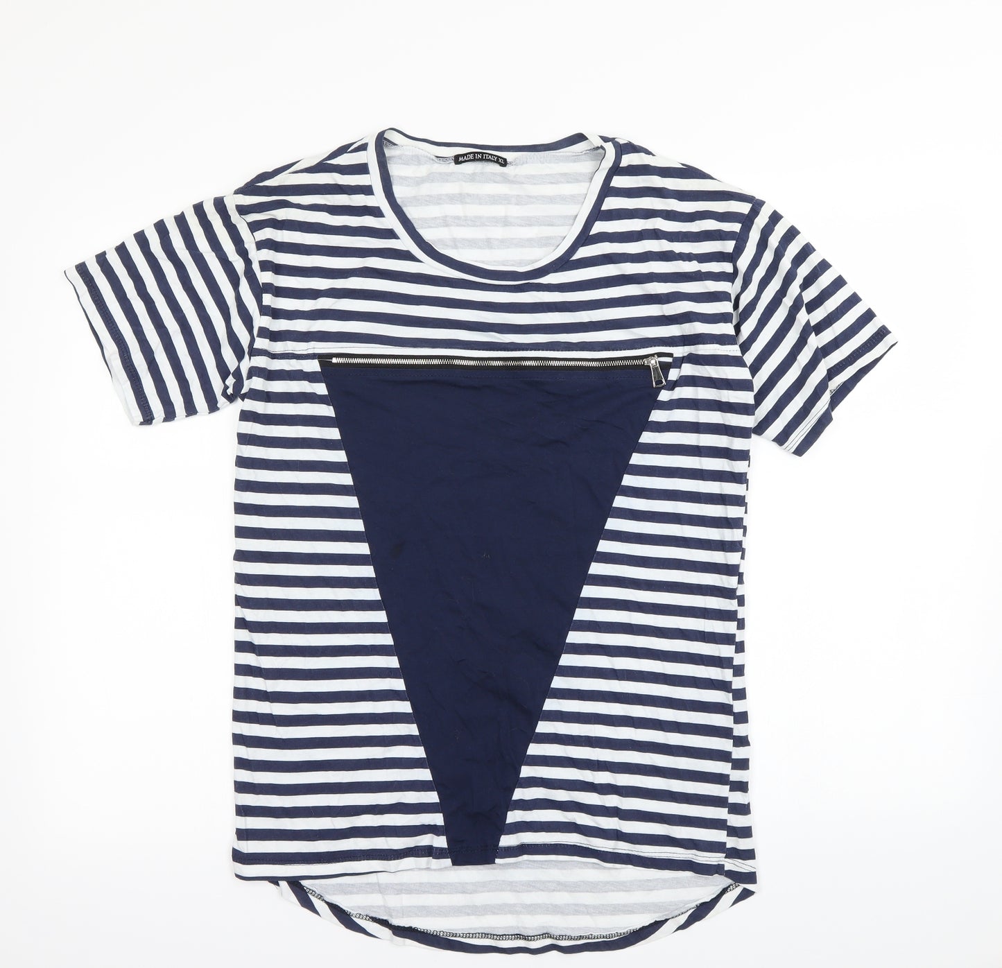 Preworn Womens Blue Striped  Basic T-Shirt Size XL