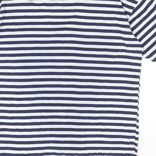 Preworn Womens Blue Striped  Basic T-Shirt Size XL