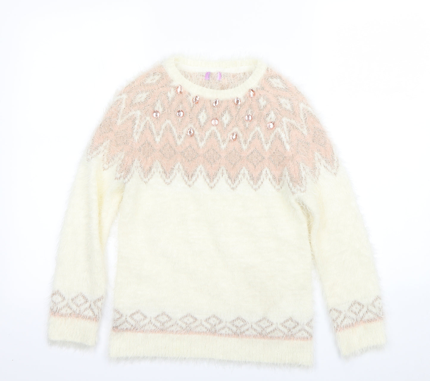 F&F Girls Ivory   Pullover Jumper Size 10 Years