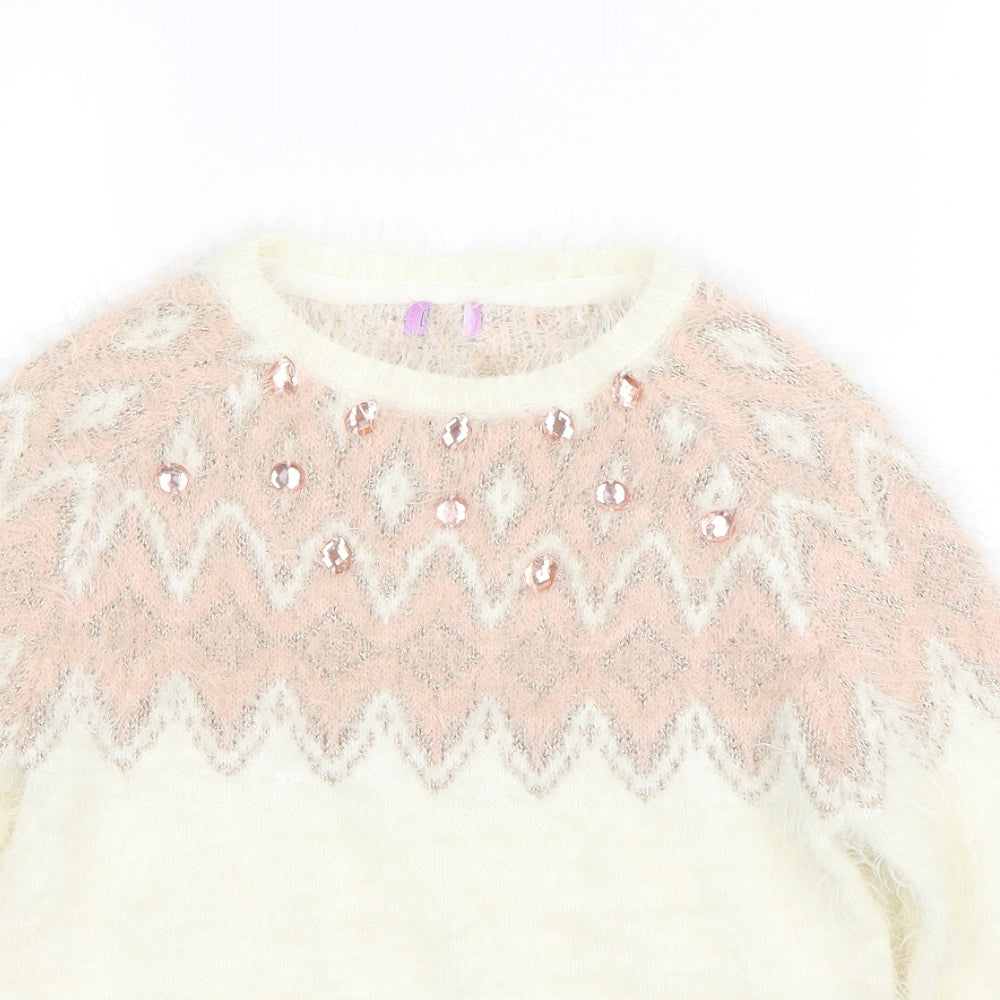 F&F Girls Ivory   Pullover Jumper Size 10 Years