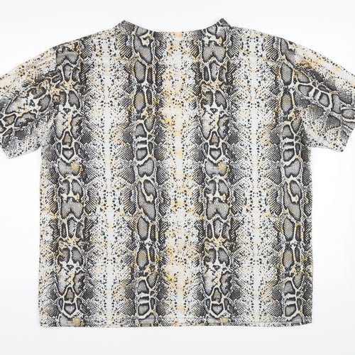 Boohoo Womens White Animal Print  Basic T-Shirt Size 16