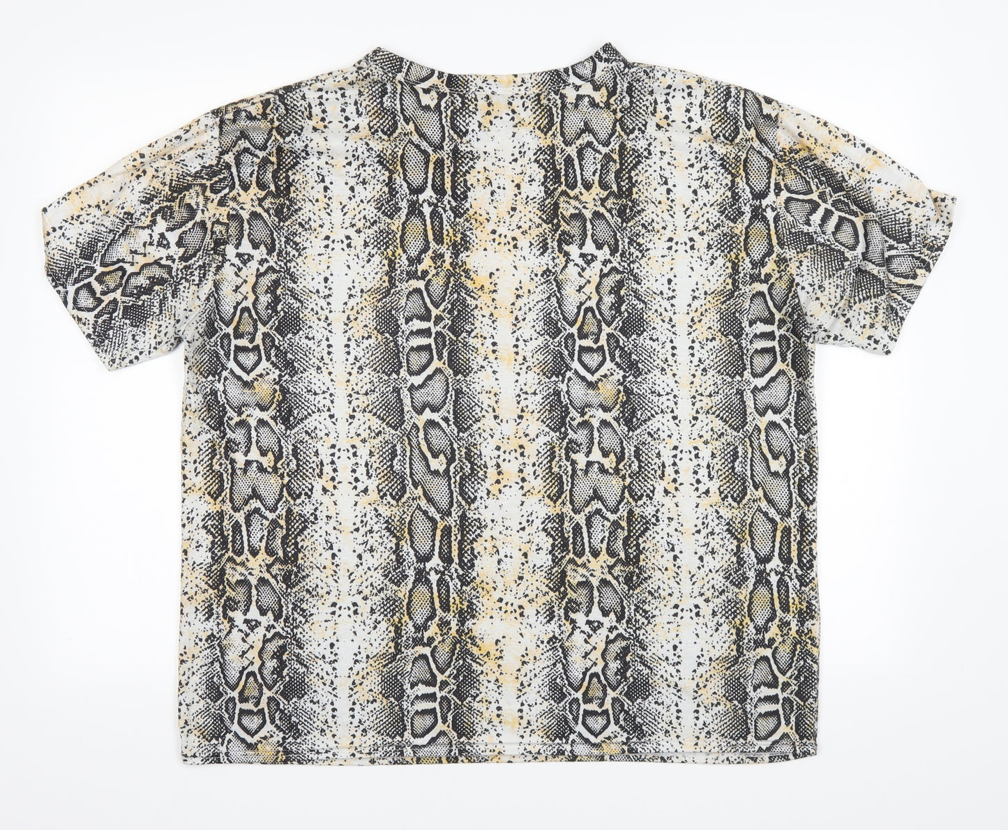 Boohoo Womens White Animal Print  Basic T-Shirt Size 16