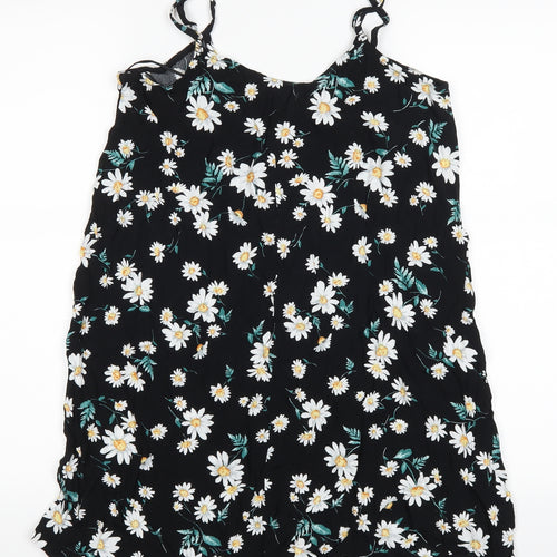 Glamorous Womens Black Floral  Basic Tank Size 12
