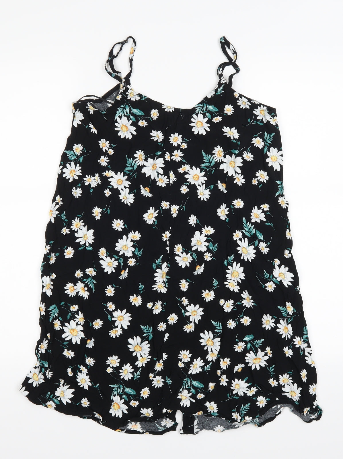 Glamorous Womens Black Floral  Basic Tank Size 12