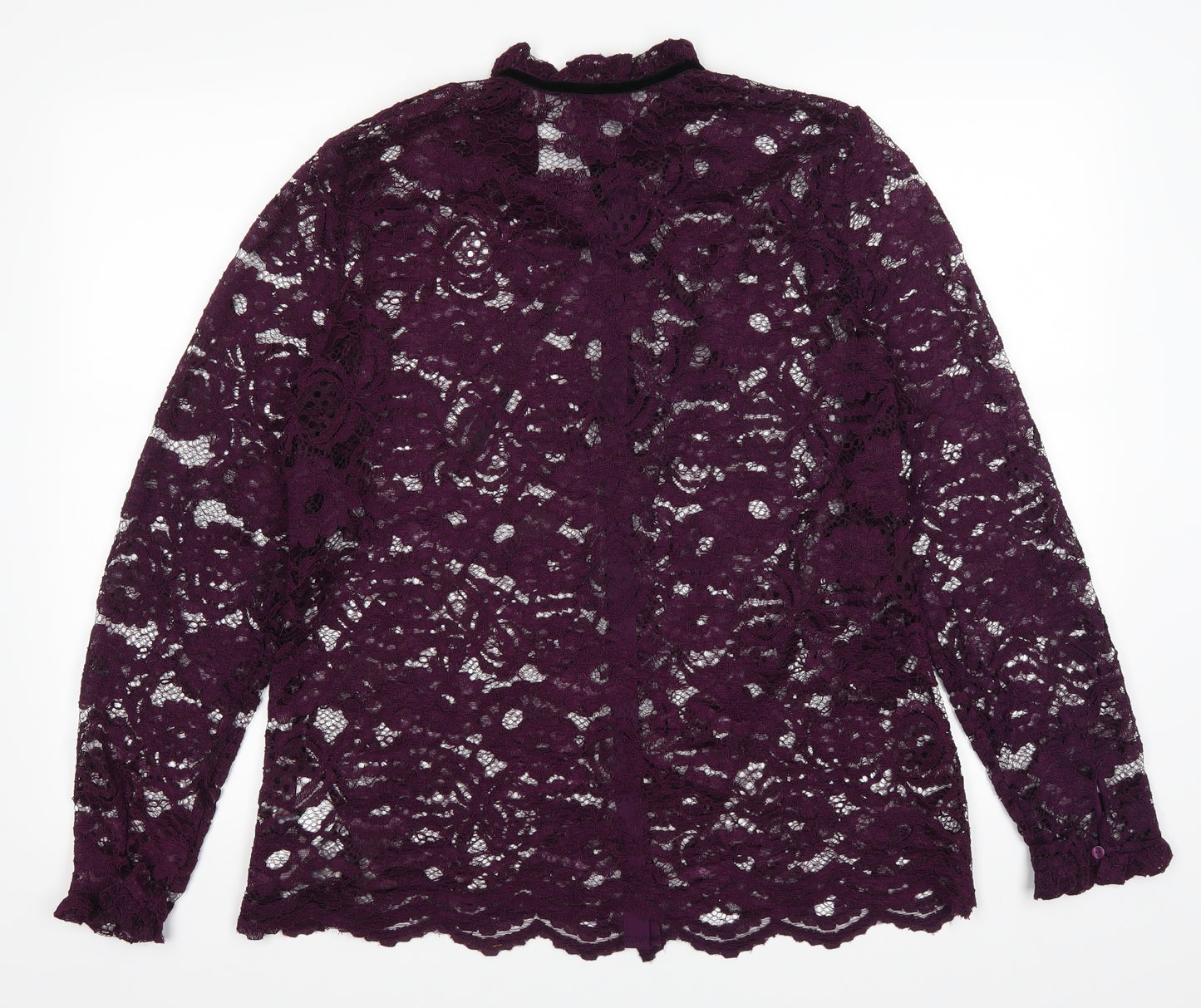 Primark Womens Purple   Basic Button-Up Size 16  - see through