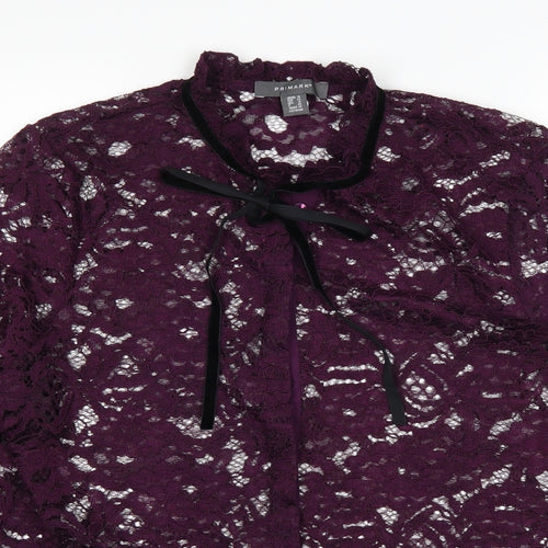 Primark Womens Purple   Basic Button-Up Size 16  - see through