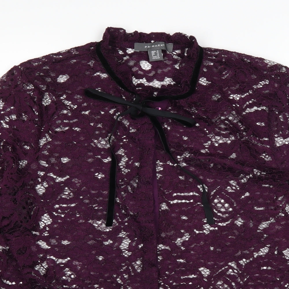 Primark Womens Purple   Basic Button-Up Size 16  - see through