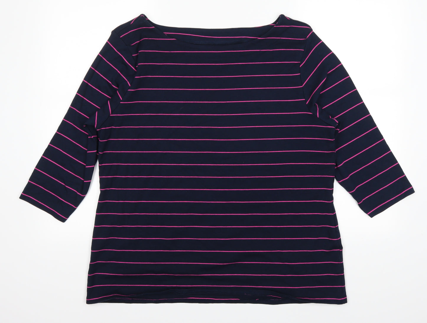Nutmeg Womens Blue Striped  Basic T-Shirt Size 22