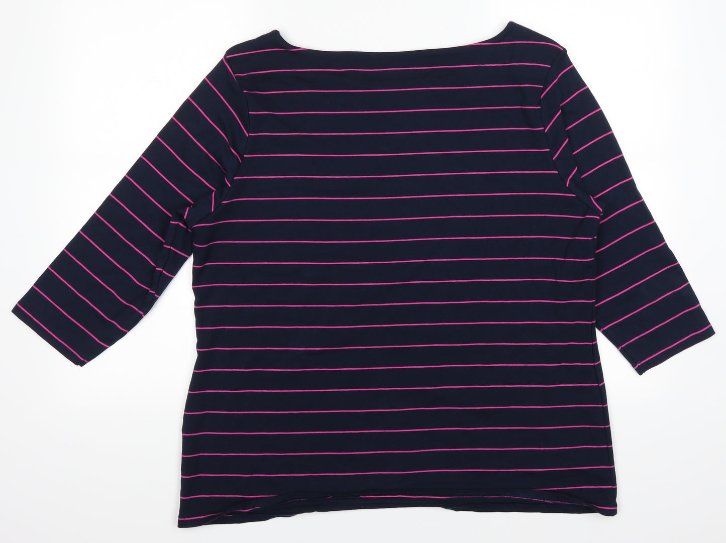 Nutmeg Womens Blue Striped  Basic T-Shirt Size 22