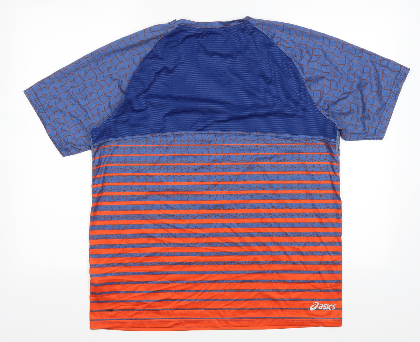 ASICS Mens Blue Striped   T-Shirt Size XL
