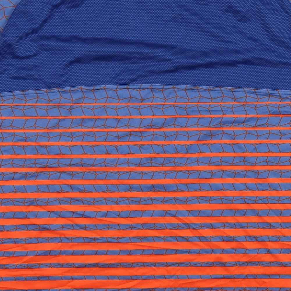 ASICS Mens Blue Striped   T-Shirt Size XL