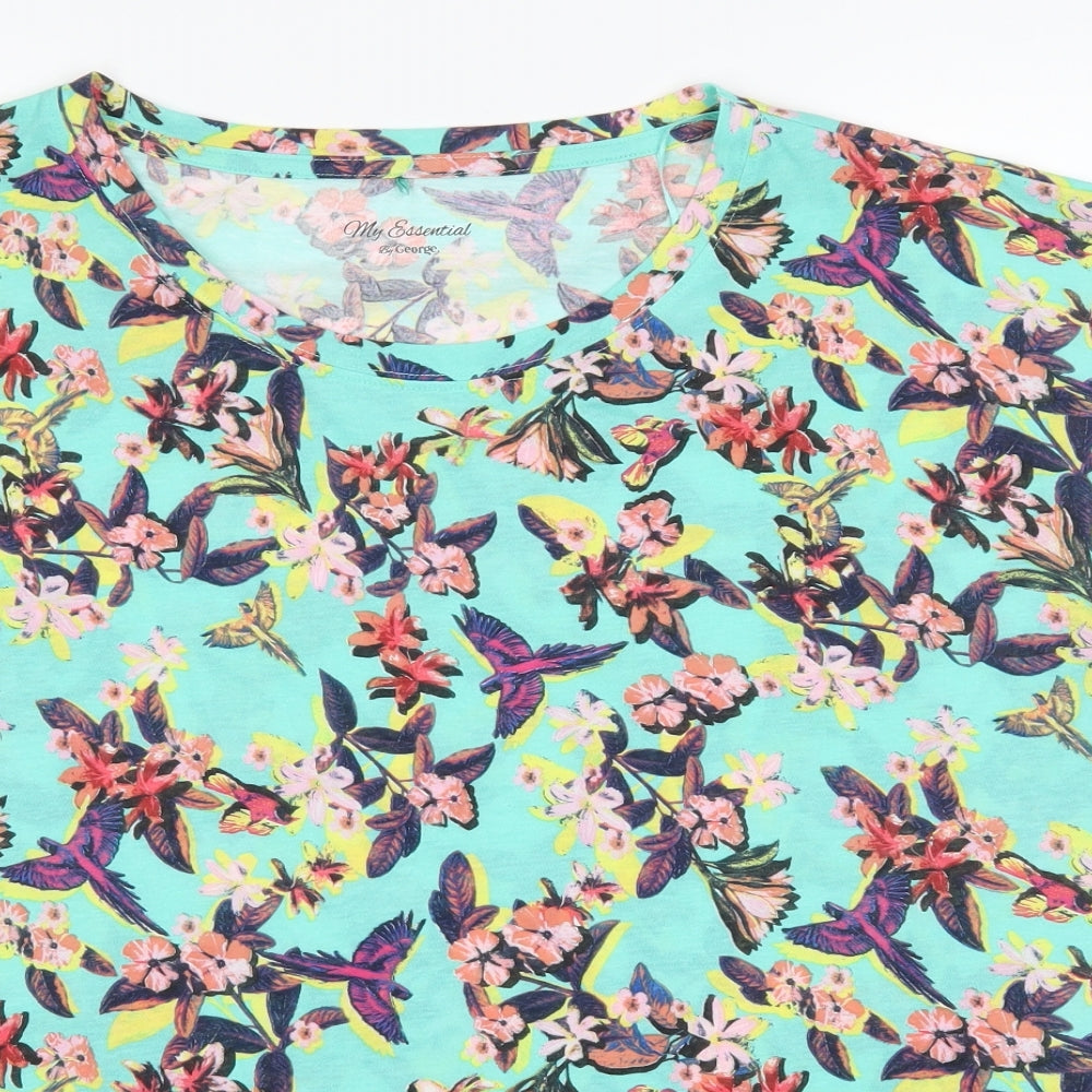 George Womens Blue Floral  Basic T-Shirt Size 24
