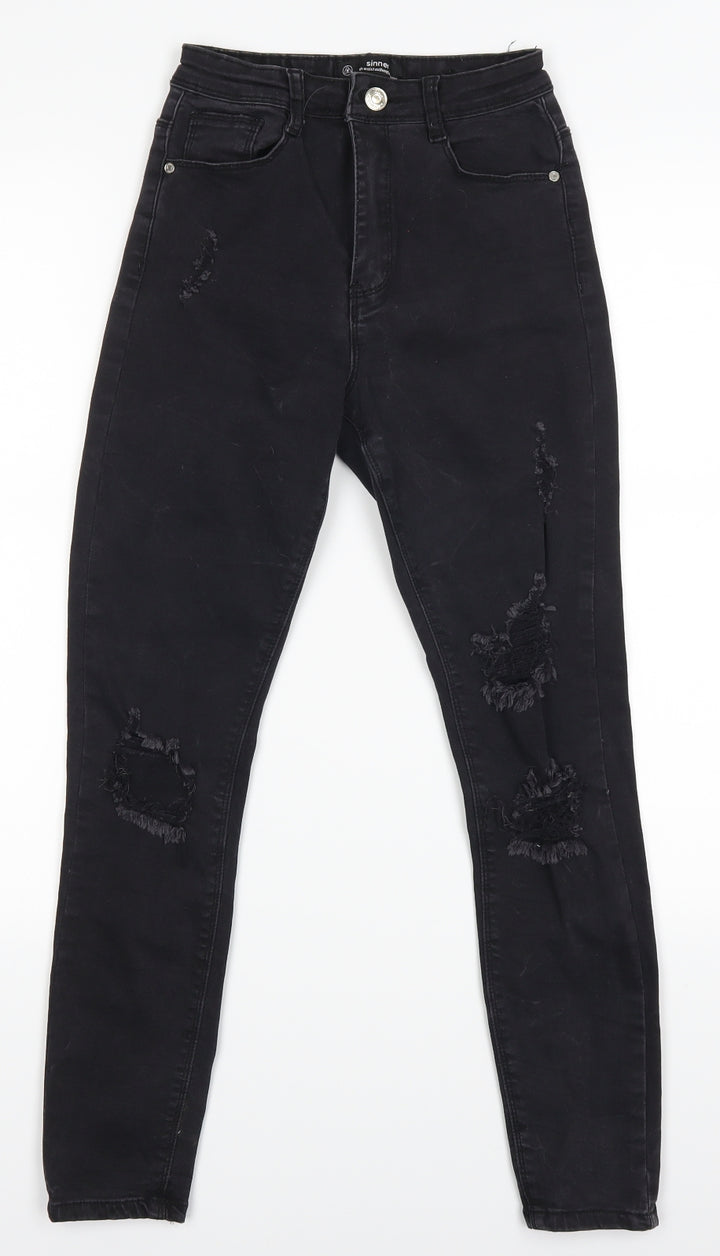 Missguided Womens Black Skinny Jeans Size 4 L24 in