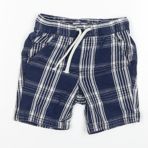 NEXT Baby Blue Plaid  Cropped Trousers Size 9-12 Months
