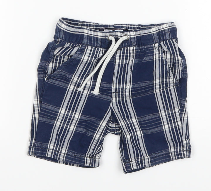 NEXT Baby Blue Plaid  Cropped Trousers Size 9-12 Months