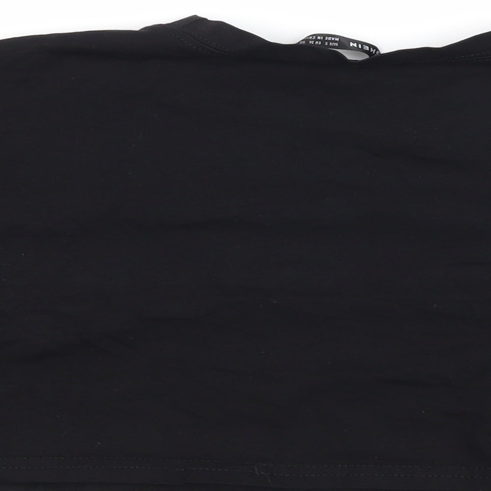 SheIn Womens Black   Cropped T-Shirt Size S  - graphic