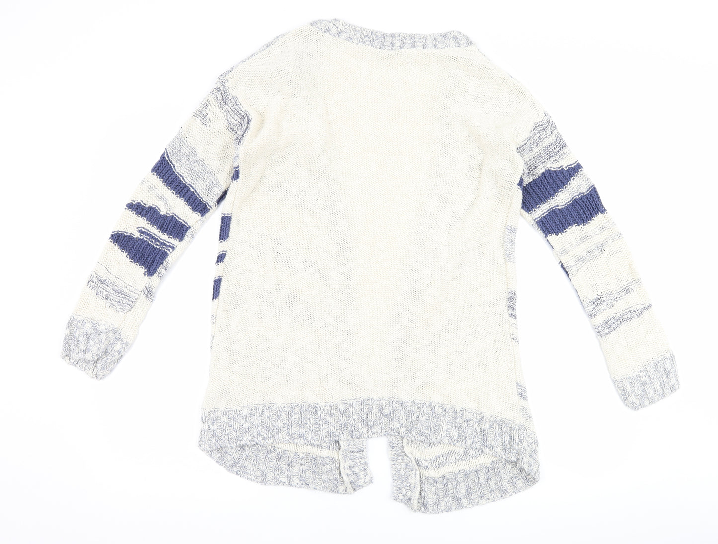 TU Womens White Striped  Cardigan Jumper Size 12