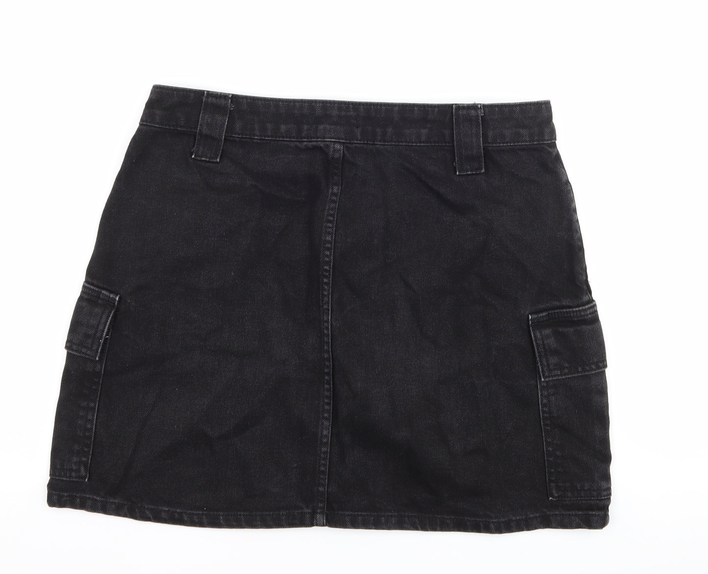 Topshop Womens Black  Denim A-Line Skirt Size 12