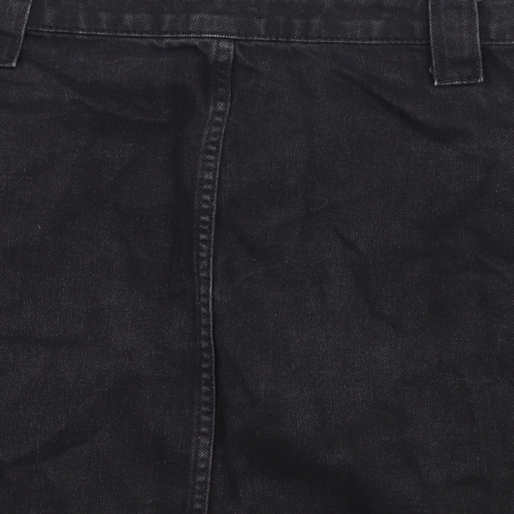 Topshop Womens Black  Denim A-Line Skirt Size 12