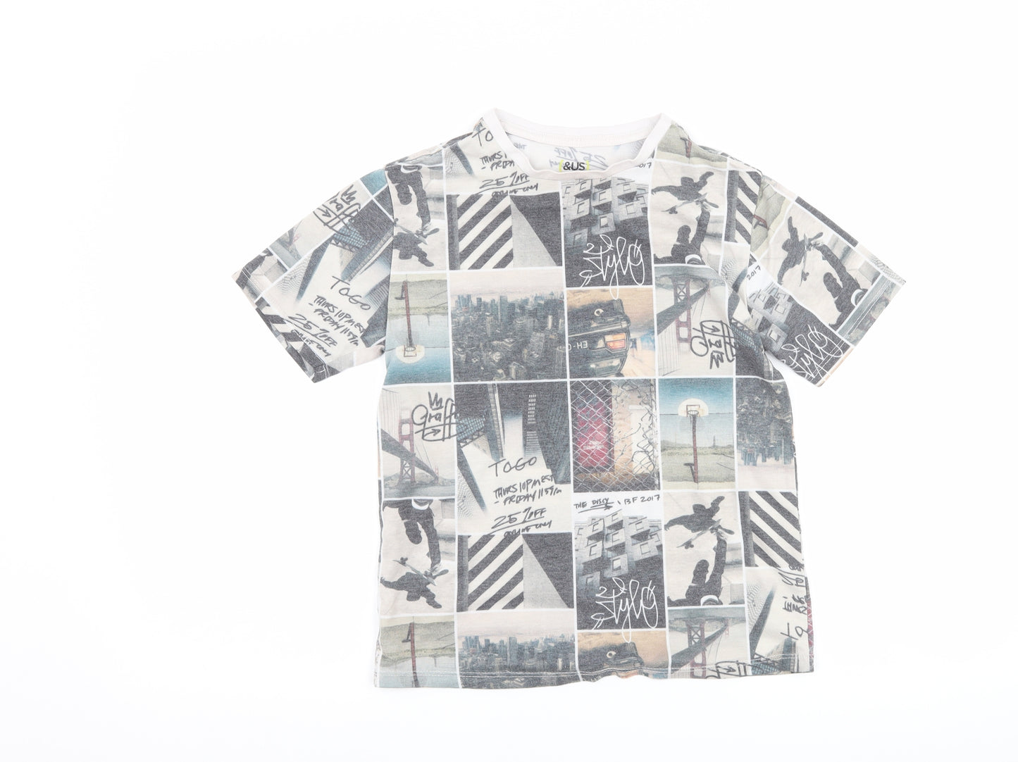 &us Boys Grey   Basic T-Shirt Size 10 Years  - graphic