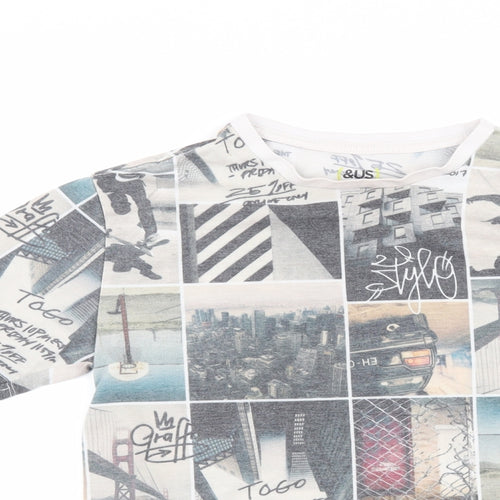 &us Boys Grey   Basic T-Shirt Size 10 Years  - graphic