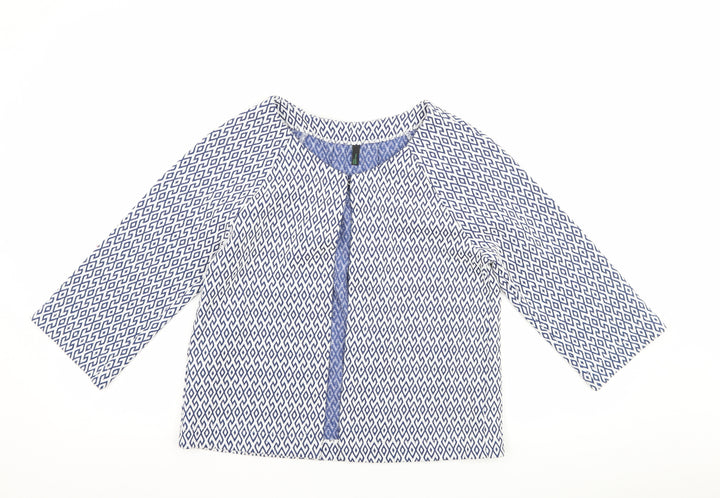 United Colors of Benetton Womens Blue Geometric Jacket Size XS