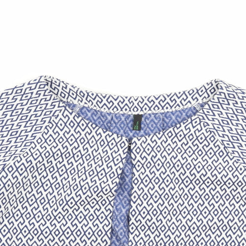 United Colors of Benetton Womens Blue Geometric  Jacket  Size XS