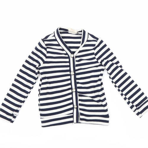 tong nian shi Girls Blue Striped  Jacket  Size 6 Years