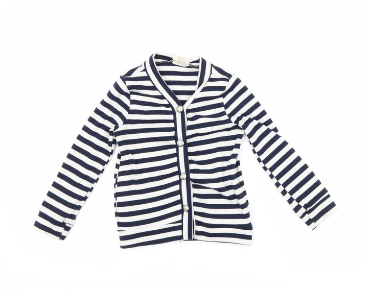 tong nian shi Girls Blue Striped  Jacket  Size 6 Years