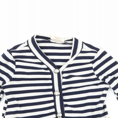 tong nian shi Girls Blue Striped  Jacket  Size 6 Years