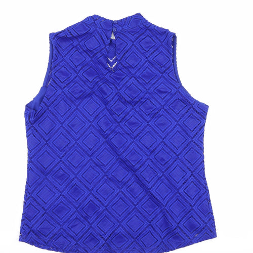 Preworn Womens Blue Geometric  Basic Tank Size 14