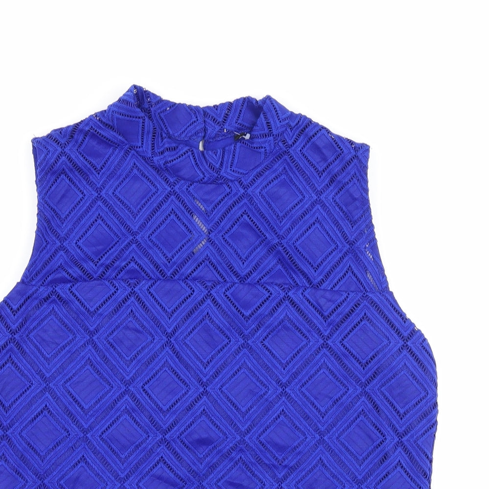 Preworn Womens Blue Geometric  Basic Tank Size 14