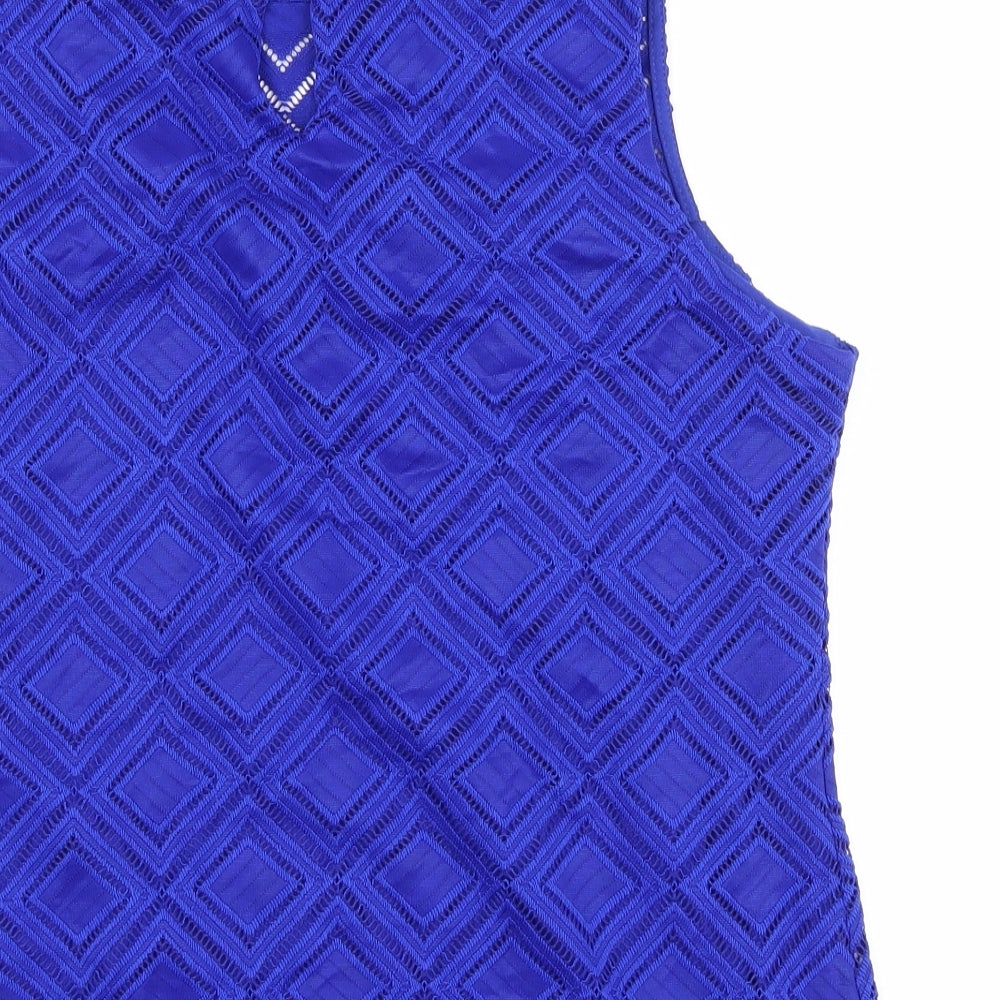 Preworn Womens Blue Geometric  Basic Tank Size 14
