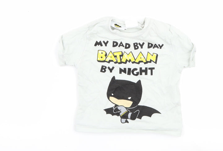 Zara Baby Blue   Basic T-Shirt Size 3-6 Months  - batman dad slogan