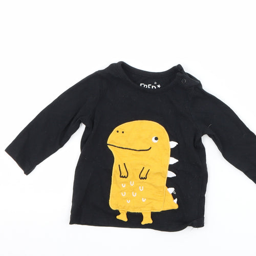 F&F Boys Black   Basic T-Shirt Size 0-3 Months  - DInosaur