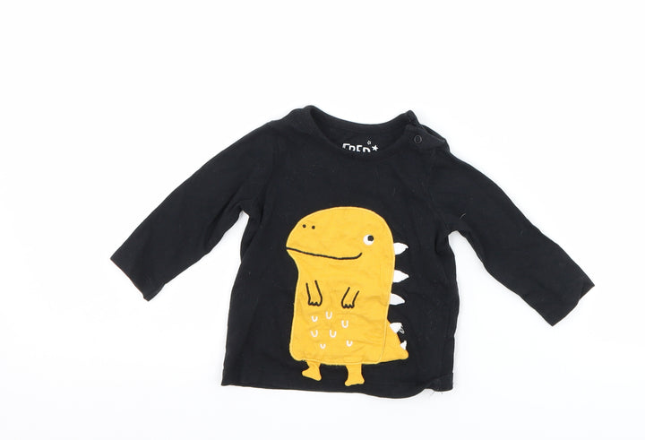 F&F Boys Black Basic T-Shirt Size 0-3 Months - DInosaur