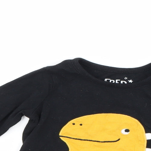 F&F Boys Black   Basic T-Shirt Size 0-3 Months  - DInosaur