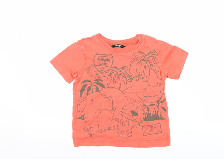 George Boys Red   Basic T-Shirt Size 18-24 Months  - Jungle
