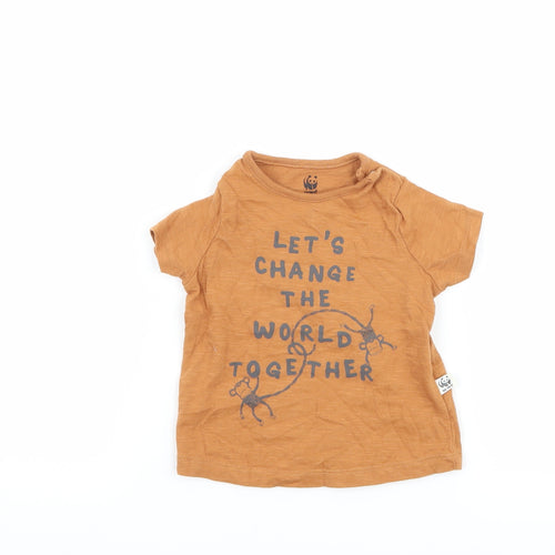 F&F Boys Brown   Basic T-Shirt Size 3-6 Months  - WWF
