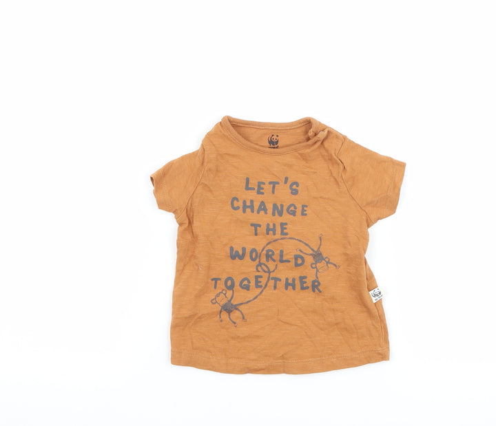 F&F Boys Brown Basic T-Shirt Size 3-6 Months - WWF