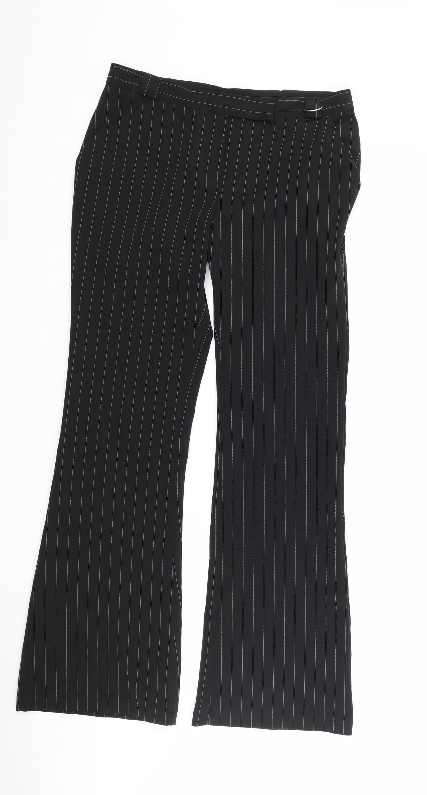 bay Womens Black Striped  Trousers  Size 10 L30 in