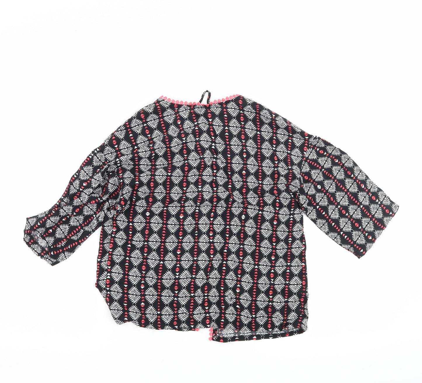 Nutmeg Girls Black Geometric  Cardigan Jumper Size 8-9 Years
