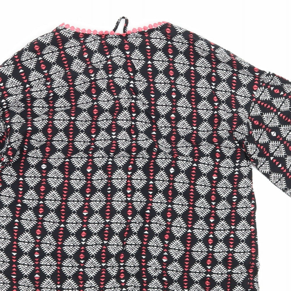 Nutmeg Girls Black Geometric  Cardigan Jumper Size 8-9 Years