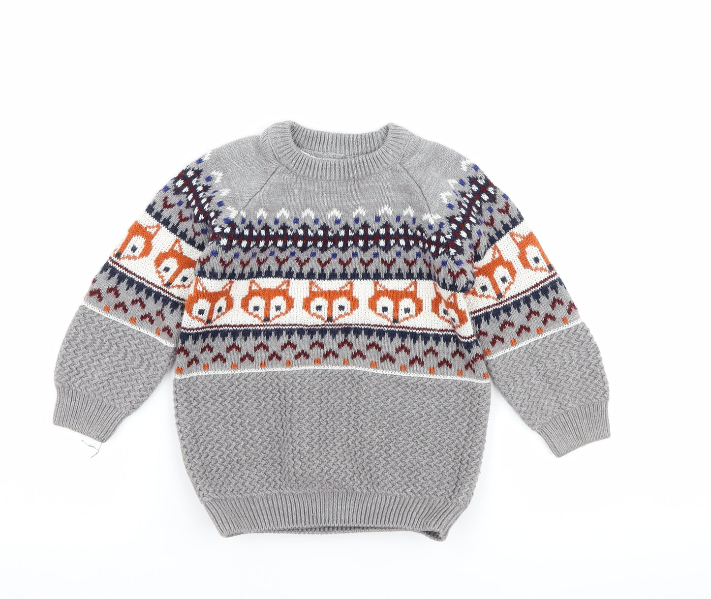 Matalan Boys Grey   Pullover Jumper Size 2-3 Years  - fox