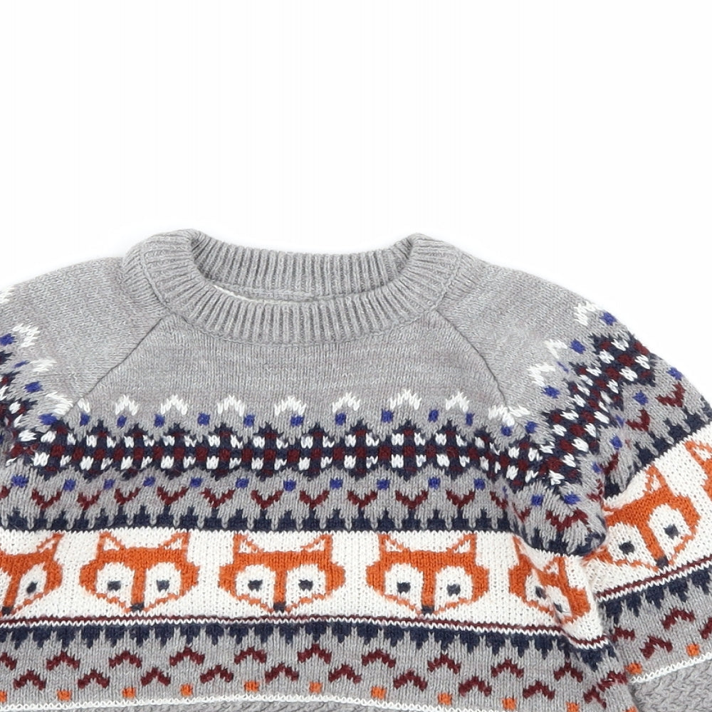 Matalan Boys Grey   Pullover Jumper Size 2-3 Years  - fox