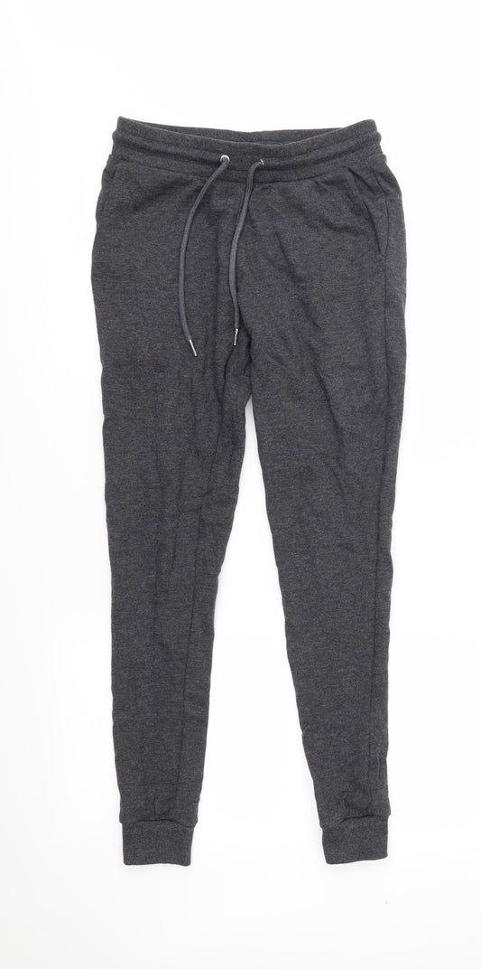 Front view of ASOS men’s grey sweatpants, size XS, 29-inch leg