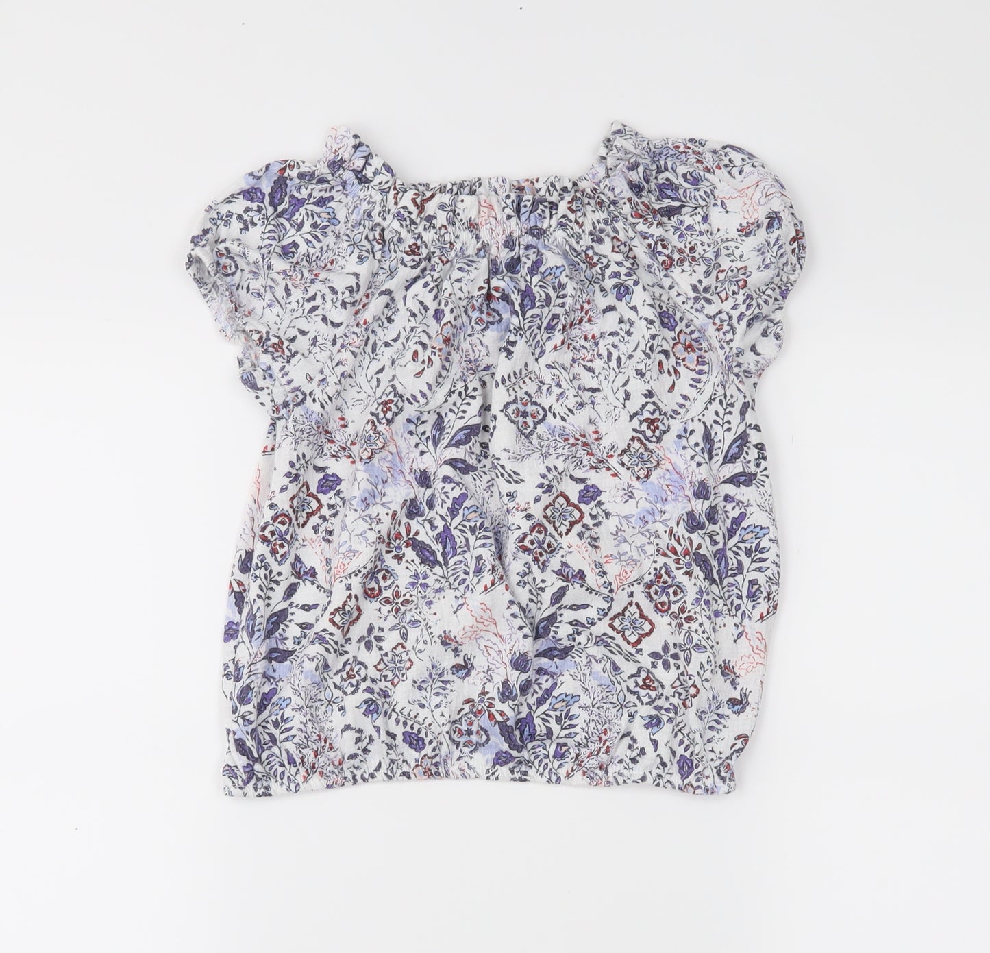 NEXT Girls White Floral  Basic Blouse Size 6 Years