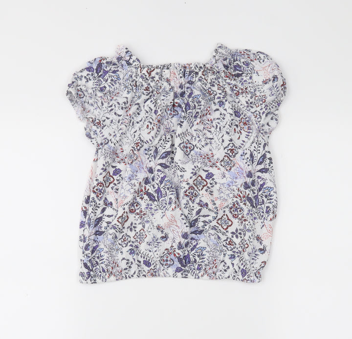 NEXT Girls White Floral  Basic Blouse Size 6 Years