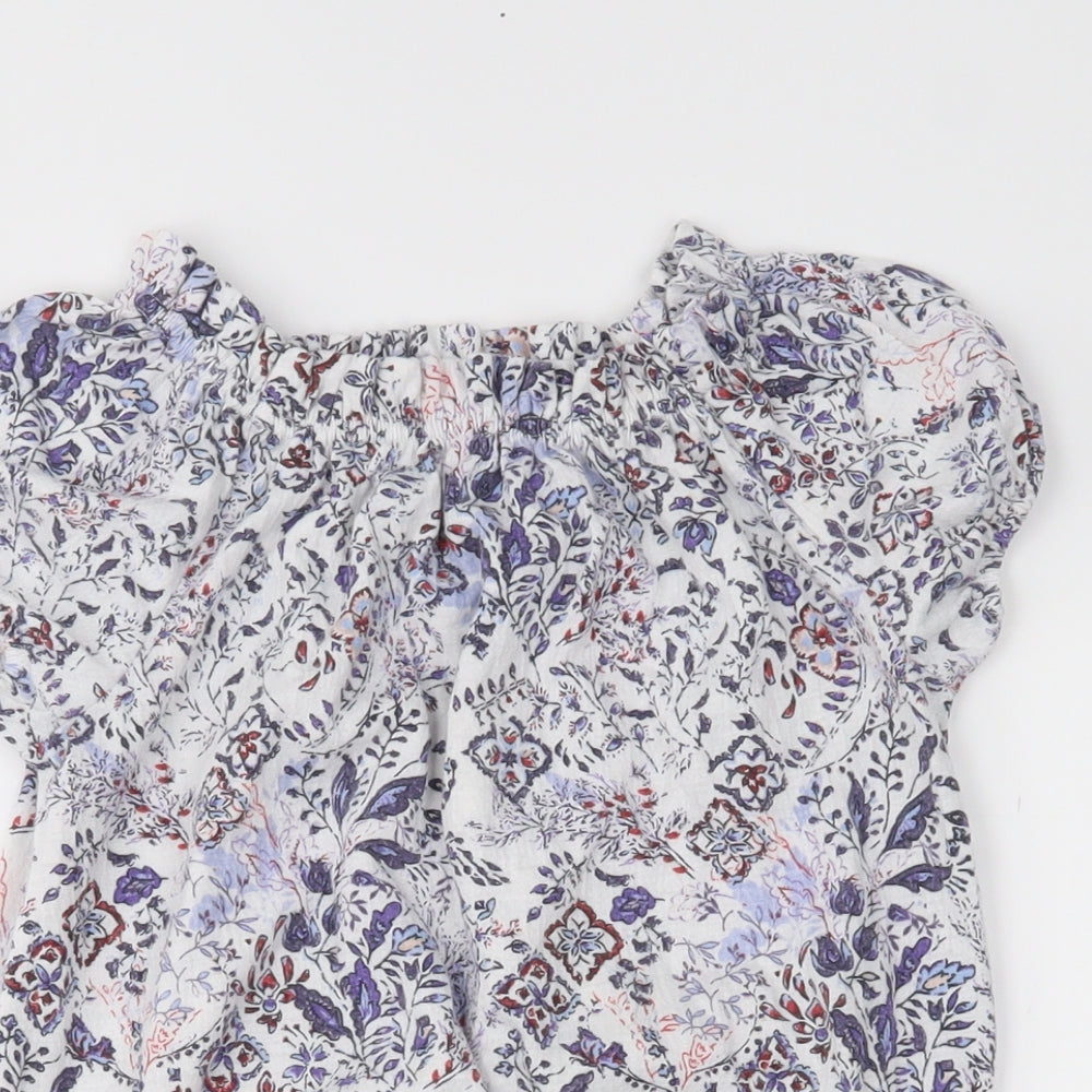 NEXT Girls White Floral  Basic Blouse Size 6 Years